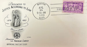 Photograph of ABA envelope and stamp.
