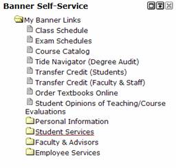 image showing the banner self-service menu