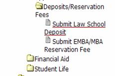 image showing link for submit Law School deposit