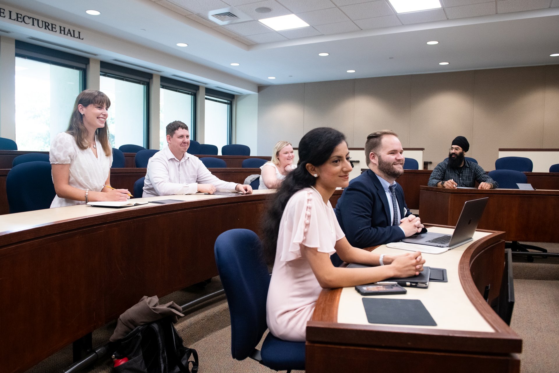 One of the Law School's newer classrooms with stadium style seating