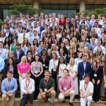 Alabama Law Class of 2028 poses on the front steps of the Law School.
