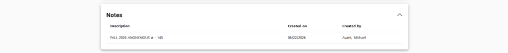 Degree Works notes section.