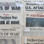 6 newspaper front pages from September 11 2001