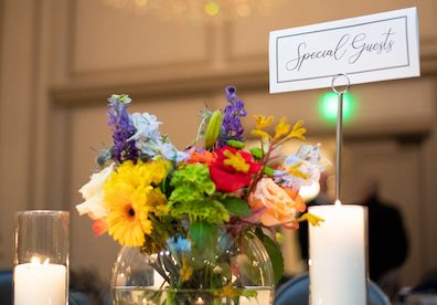 Flowers on a dining table