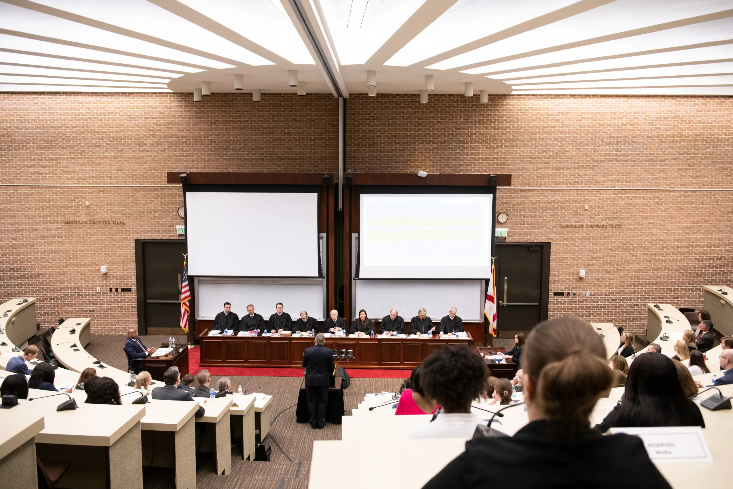 Supreme Court of Alabama holds oral argument hearing at The University of Alabama School of Law on April 5, 2023.