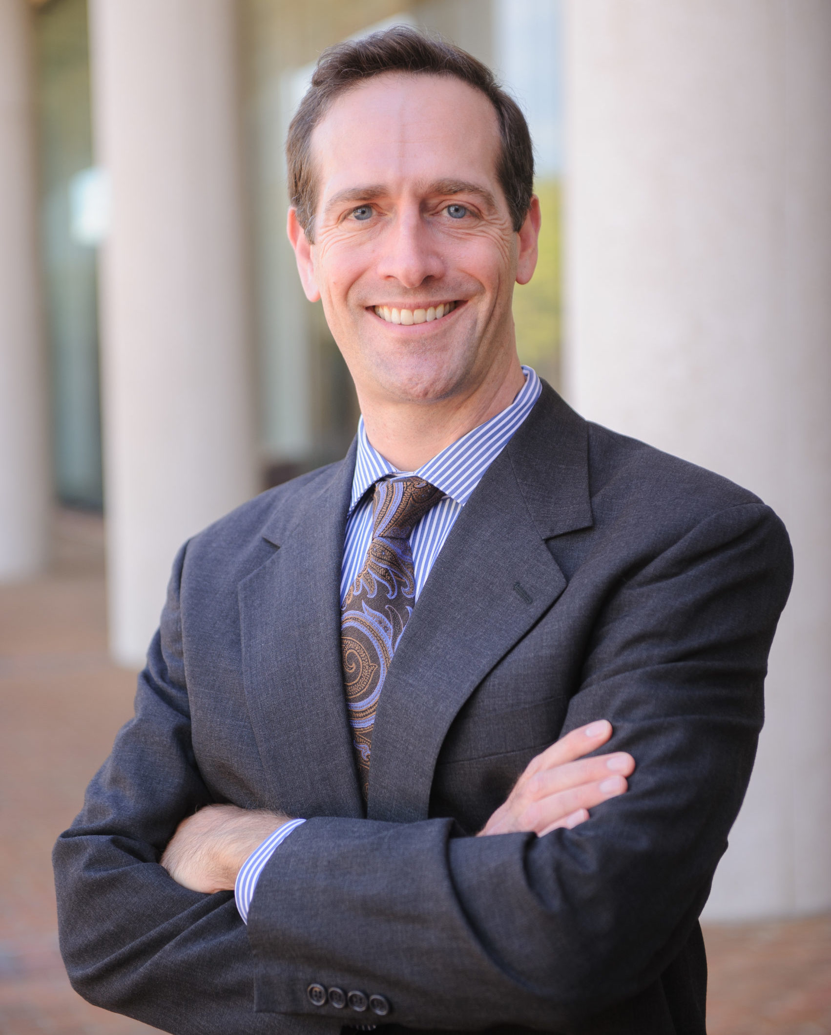 Professor Steinman, Robert W. Hodgkins Endowed Chairholder in Law at The University of Alabama School of Law, poses in front of the Law School.