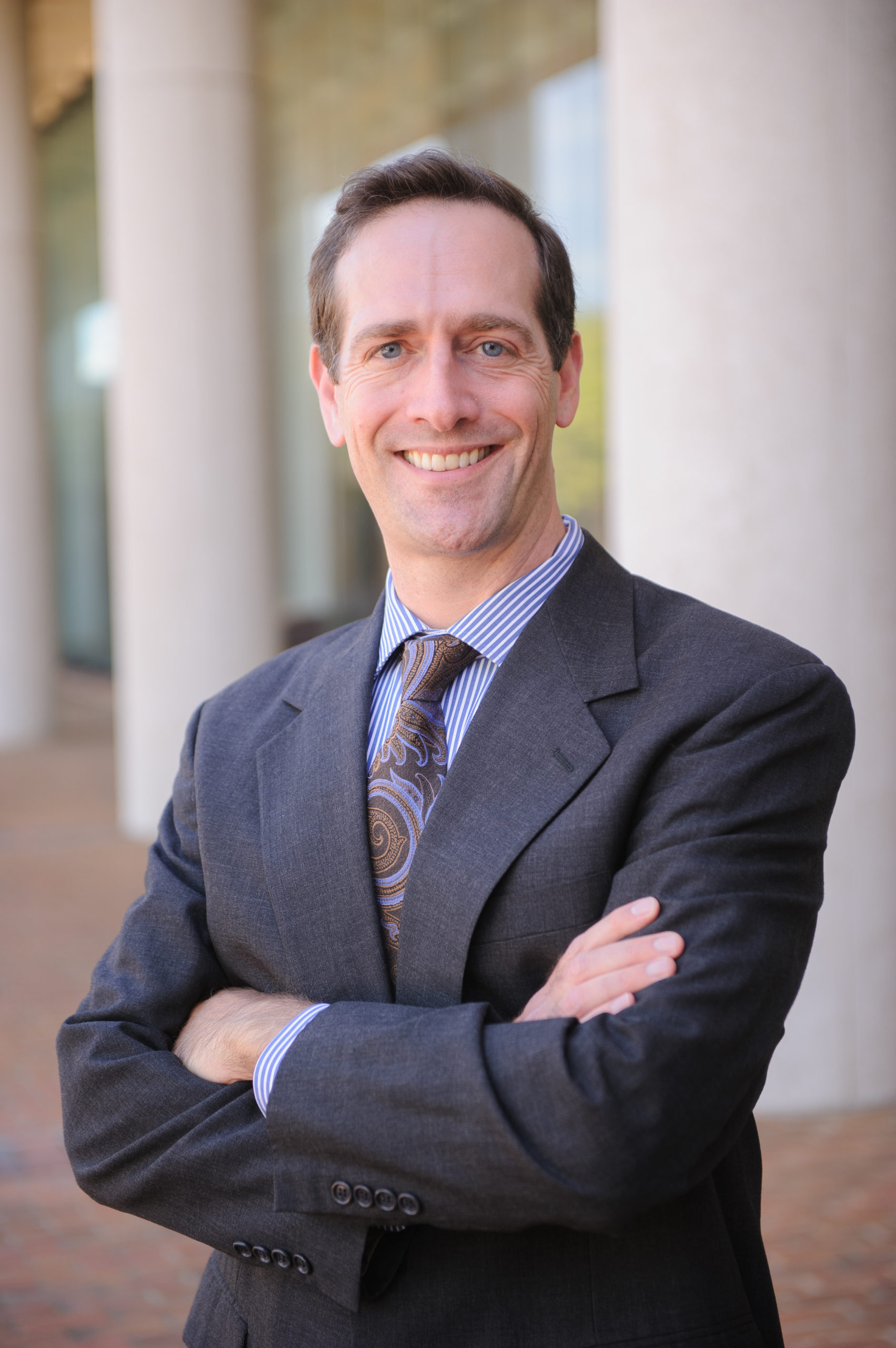 Professor Steinman, Robert W. Hodgkins Endowed Chairholder in Law at The University of Alabama School of Law, poses in front of the Law School.