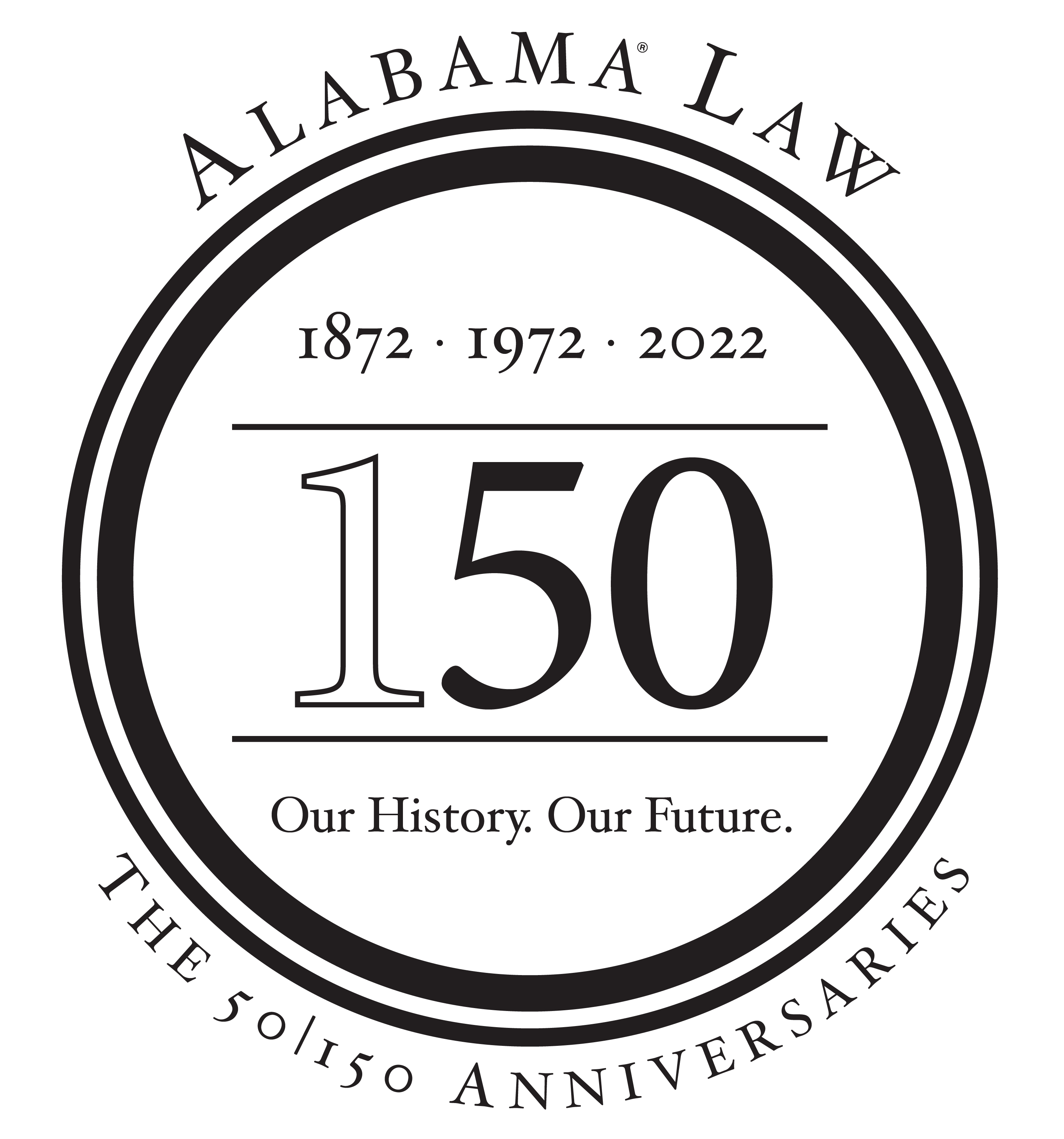 50 | 150 Anniversaries at Alabama Law logo