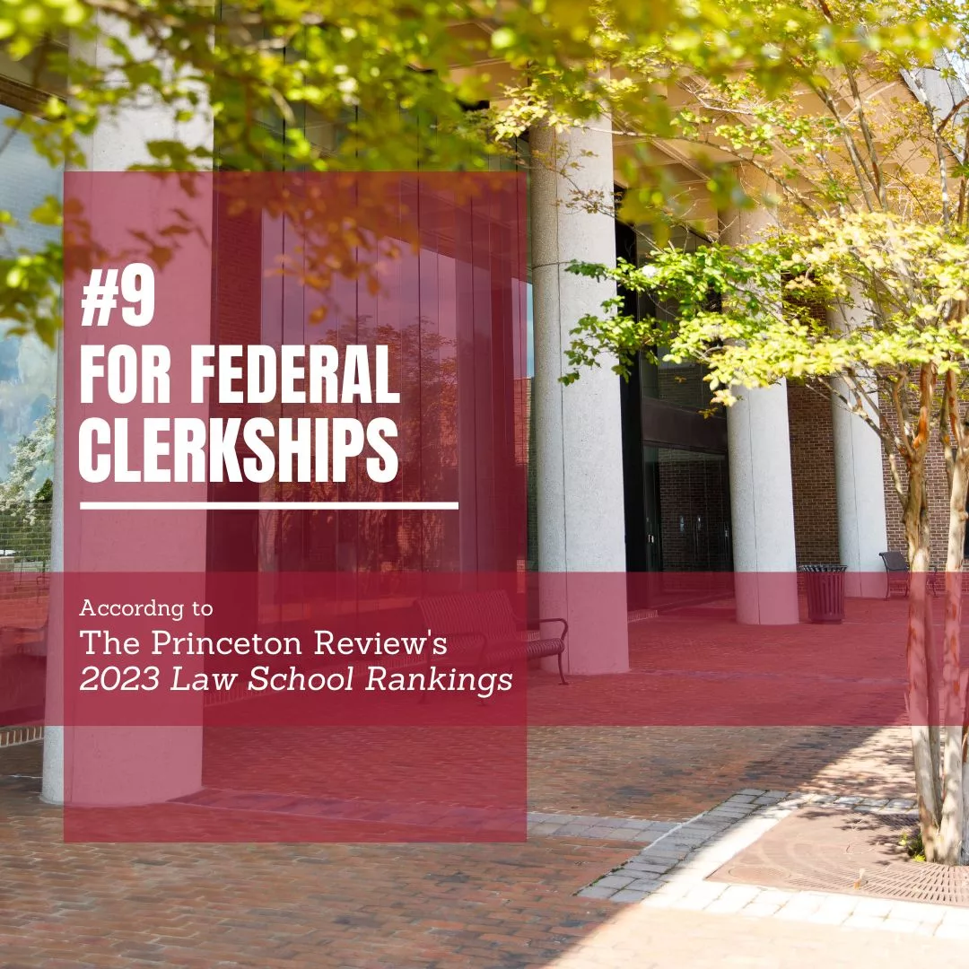 Alabama Law ranks in the top 10 for Federal Clerkship Placements among all US law schools.