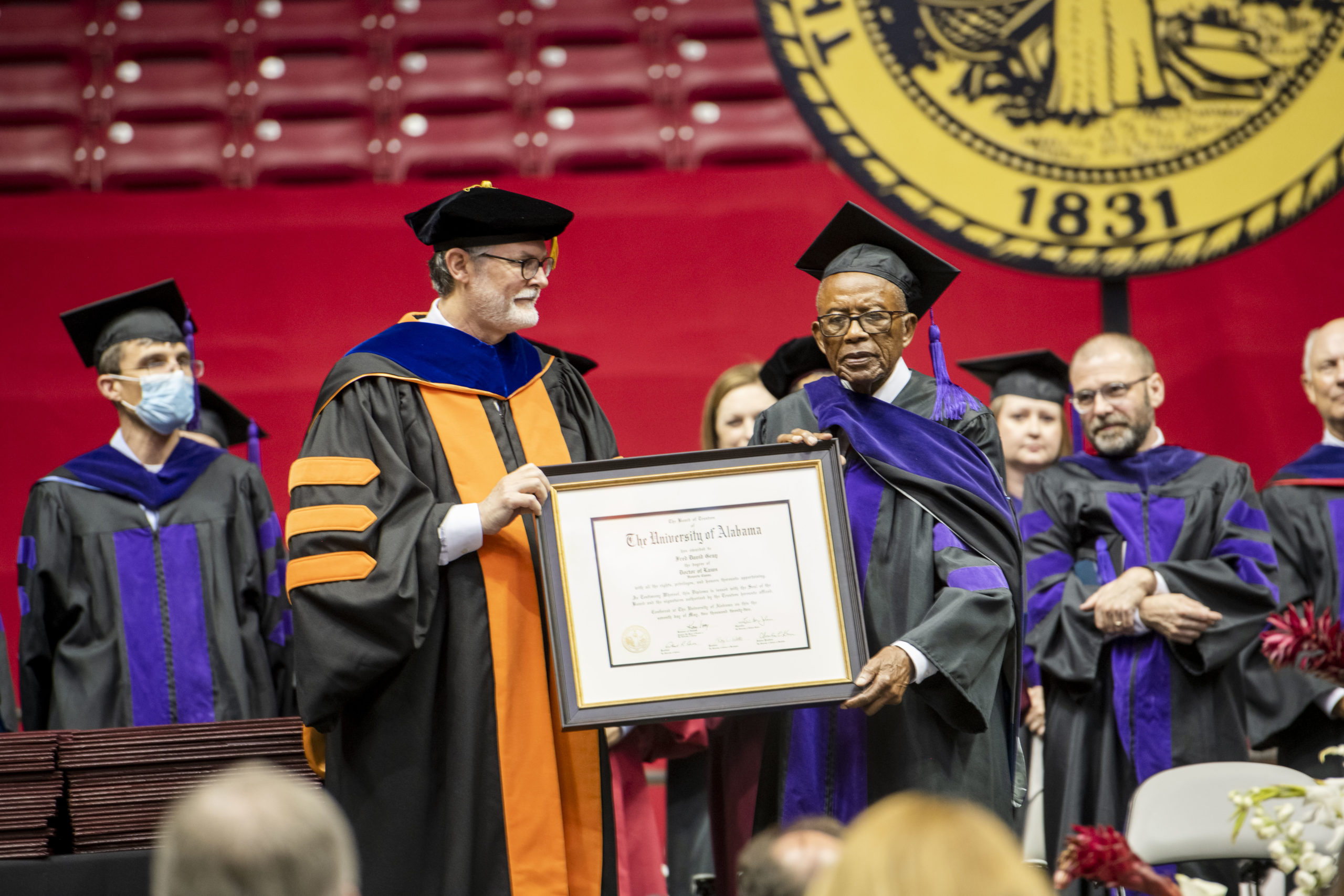 Dean Brandon presents honorary degree to civil rights pioneer Fred Gray, The University of Alabama School of Law